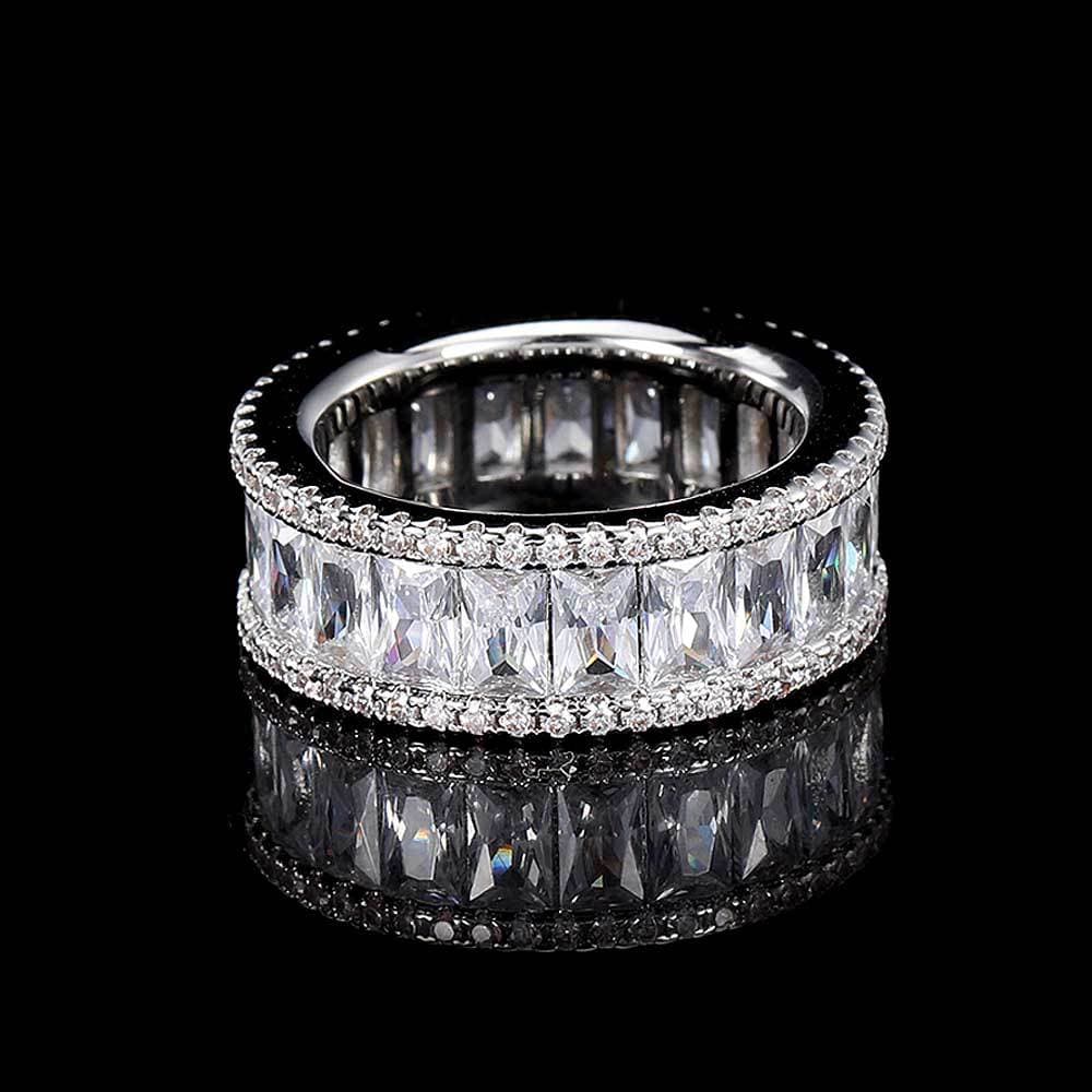 Mixed Pavé Triple Row T-Bar Ring in 18K Gold