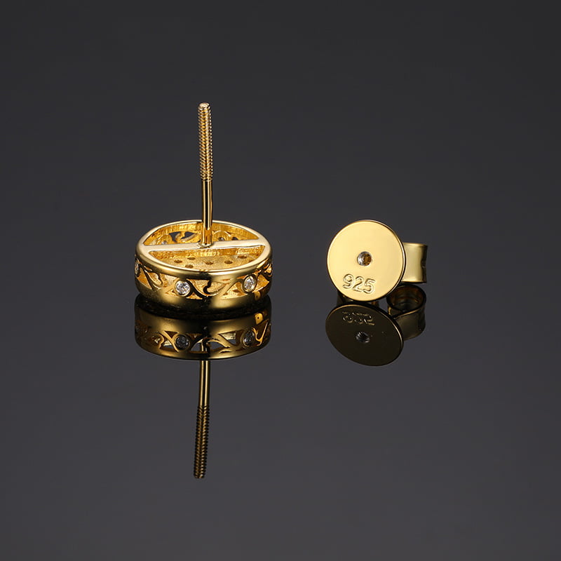 S925 VVS Moissanite Cross Stud Earrings in 18K Gold Plating