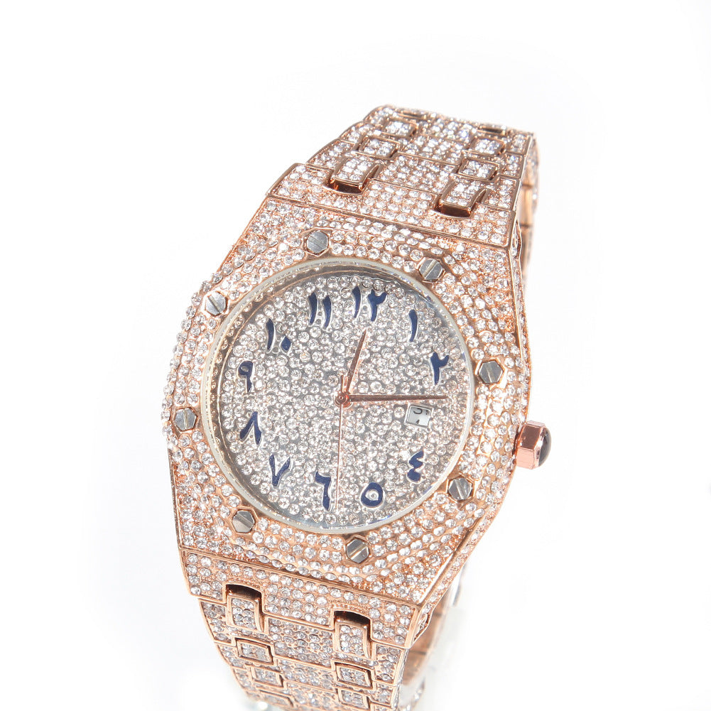 Full Diamond Arabic Watch Hip Hop Fashion Dial Quartz
