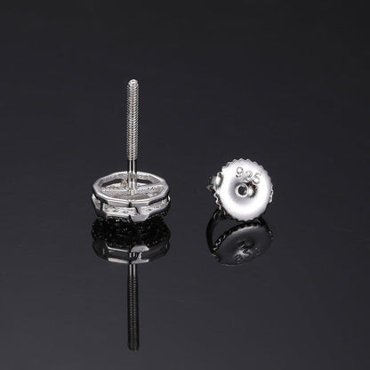 S925 VVS Moissanite Round Stud Earrings in 18K Gold Overlay