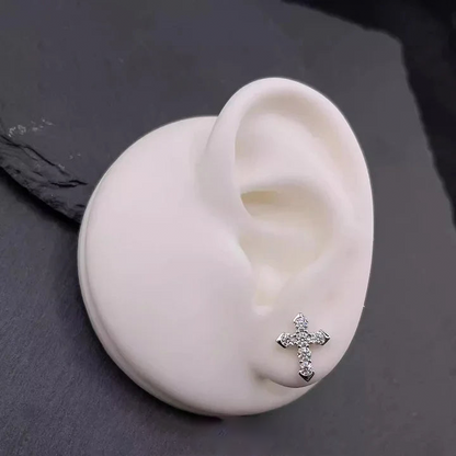 S925 VVS Moissanite Cross Stud Earrings