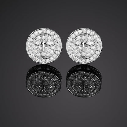 S925 VVS Moissanite Cross Stud Earrings in 18K Gold Plating