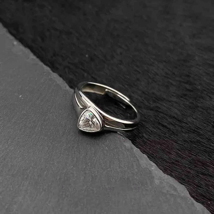 S925 Moissanite Triangular Geometric RinG With Adjustable Opening