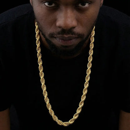 10mm Rope Chain Necklace 18K Gold