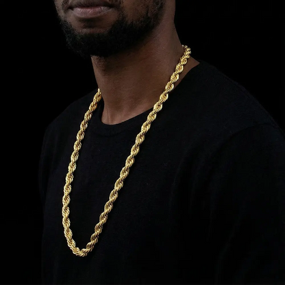 10mm Rope Chain Necklace 18K Gold