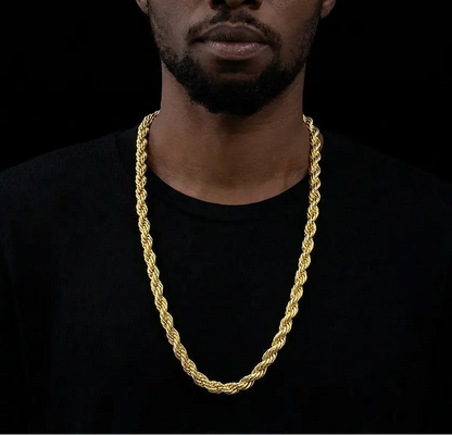 10mm Rope Chain Necklace 18K Gold