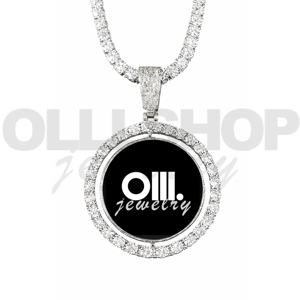 Personalized Dual-Image Rotating Pendant – 42mm Round Design
