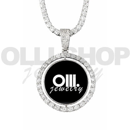 Personalized Dual-Image Rotating Pendant – 42mm Round Design