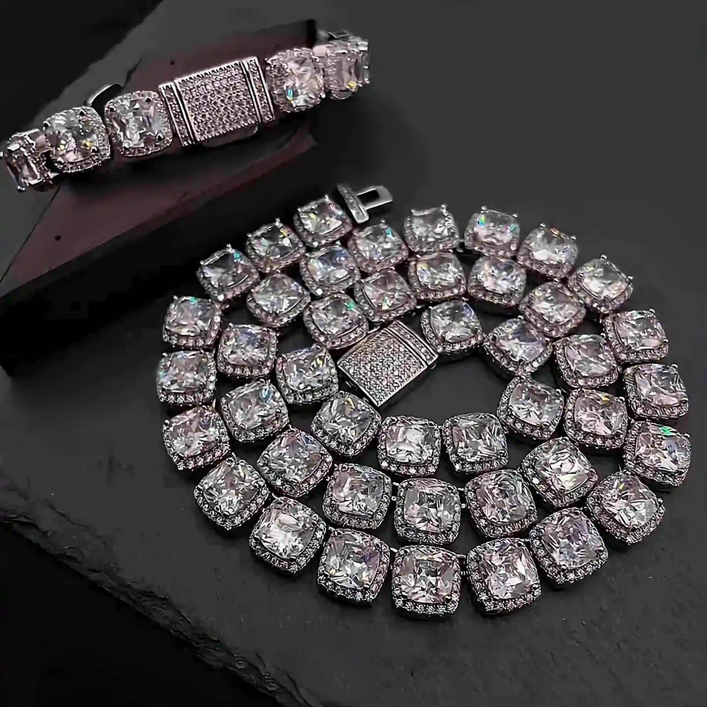 12mm Glacier Cluster Tennis Necklace