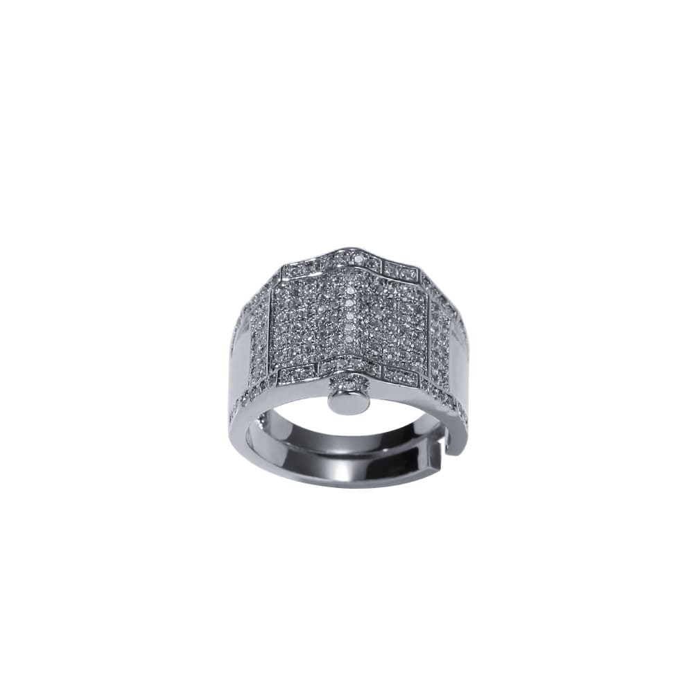 Adjustable Full Diamond Hip-Hop Ring in 18K Gold Plating