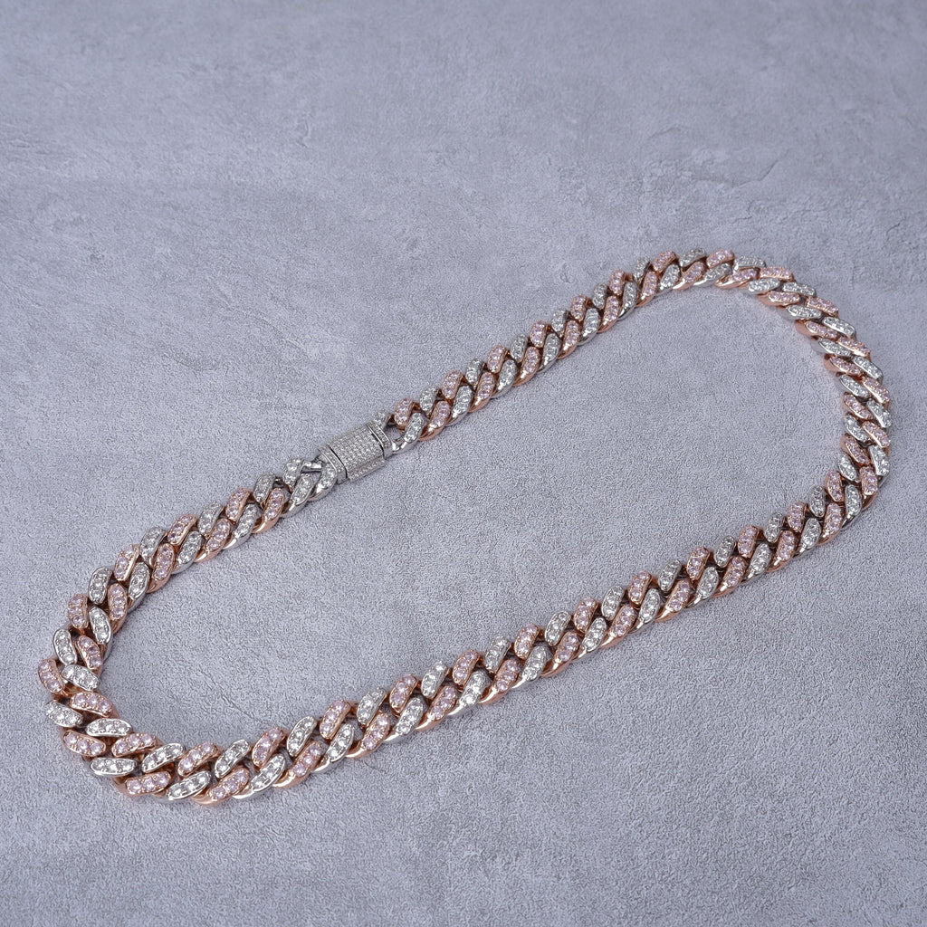 18K Rose Gold Iced Cuban Chain - 13mm