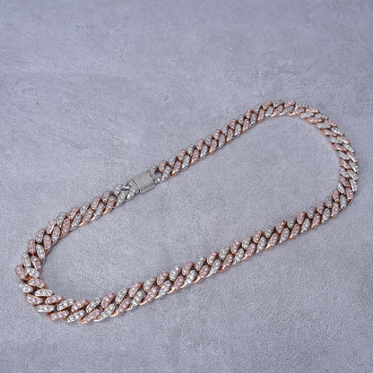 18K Rose Gold Iced Cuban Chain - 13mm