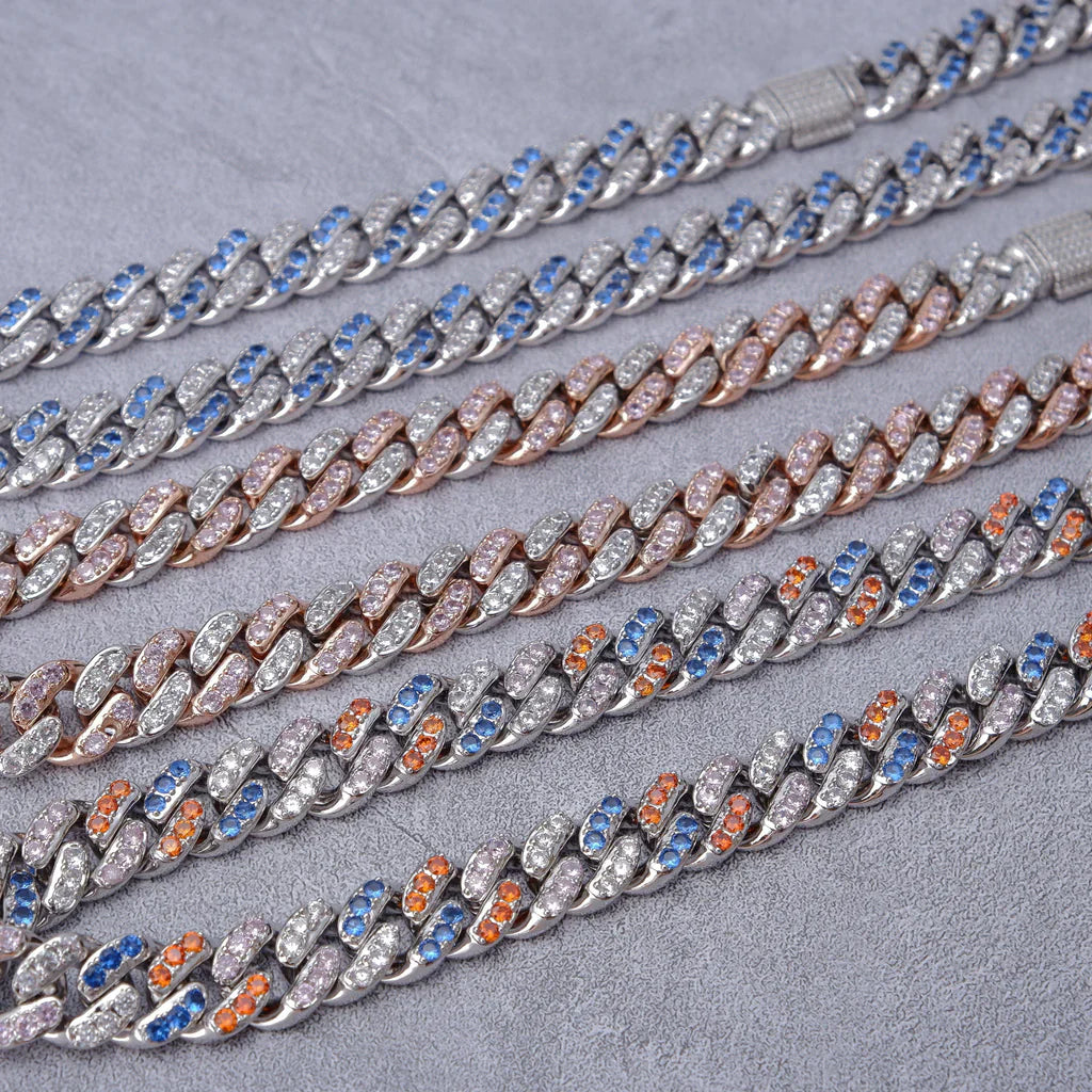 18K Rose Gold Iced Cuban Chain - 13mm