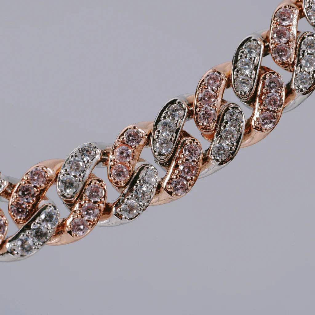 18K Rose Gold Iced Cuban Chain - 13mm