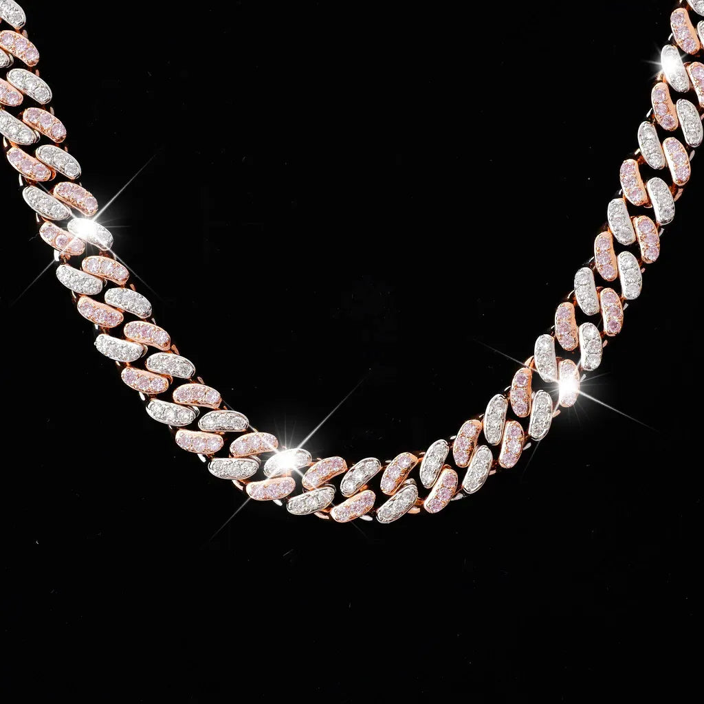 18K Rose Gold Iced Cuban Chain - 13mm