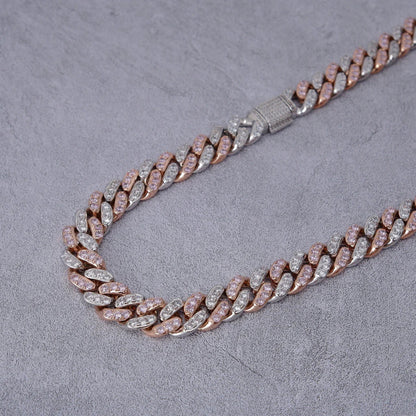 18K Rose Gold Iced Cuban Chain - 13mm