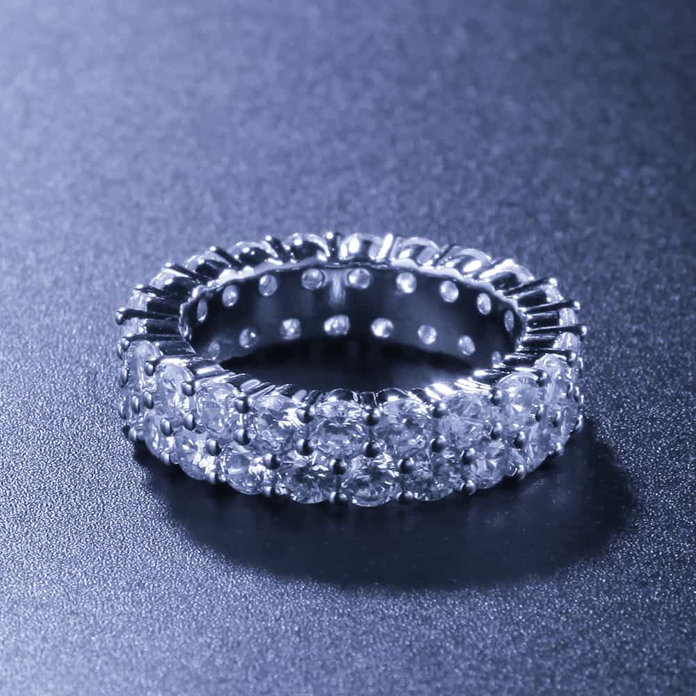 Double Row Diamond Encrusted Hip-Hop Ring