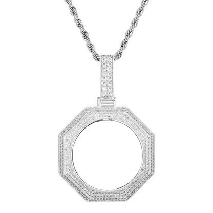 14k White Gold Custom Photo Bagua Pendant - 42mm