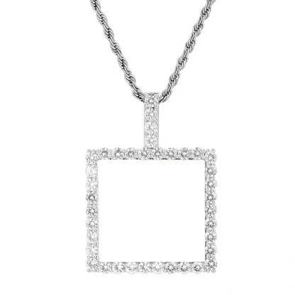 14k Gold Custom Photo Square Pendant - 40mm