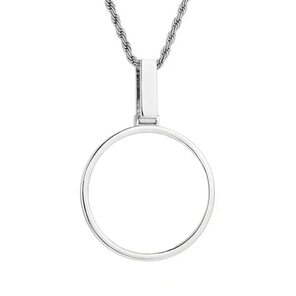 14k White Gold Custom Photo Polished Round Pendant - 45mm