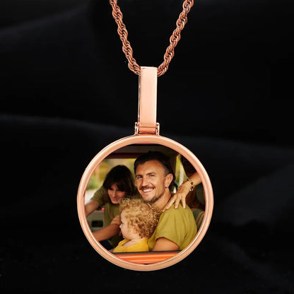 14k White Gold Custom Photo Polished Round Pendant - 45mm