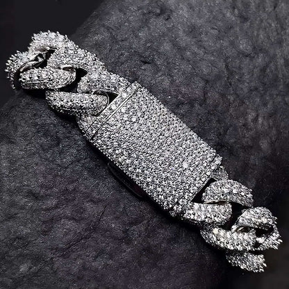 15mm iced cuban bracelet with iced clasp hip hop jewelry 