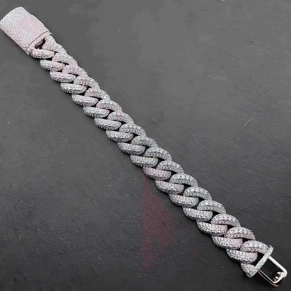 15mm full diamond Cuban chain bracelet iced out design