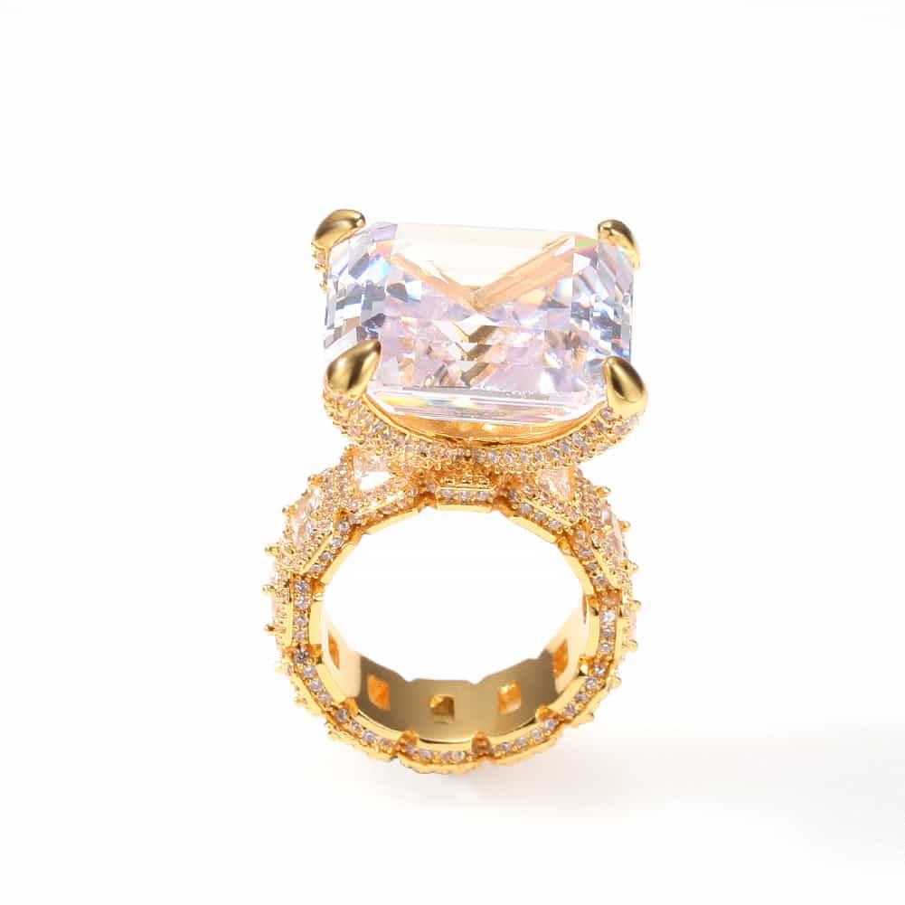 Vintage Gold-Plated Diamond Hip-Hop Ring