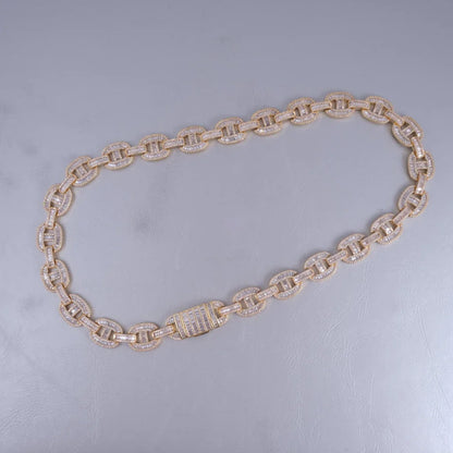 15mm Baguette Mariner Chain 18k Gold