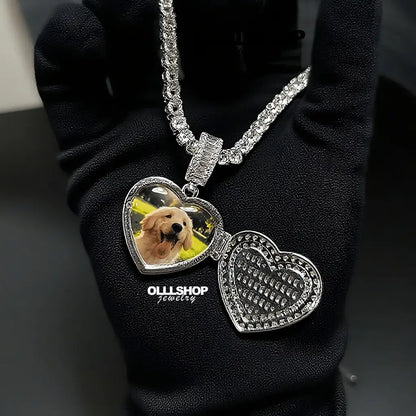 Personalized Heart Photo Pendant with Hinged Design