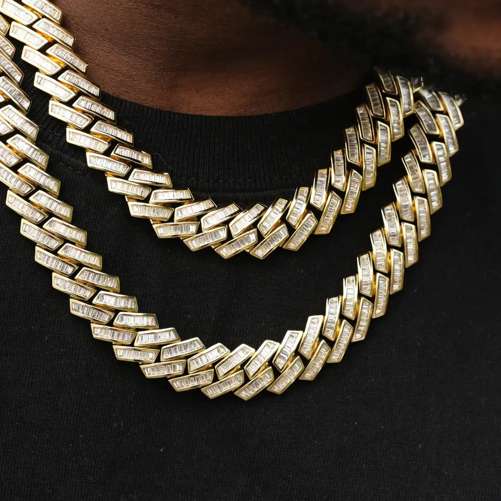 Baguette Channel Set Cuban Chain - 14mm