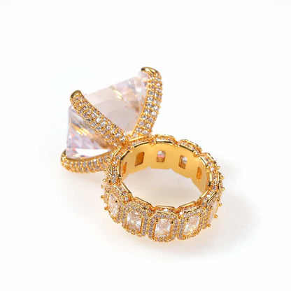 Vintage Gold-Plated Diamond Hip-Hop Ring