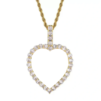 18K Gold Custom Photo Micro-Inlaid Heart Pendant - 40mm