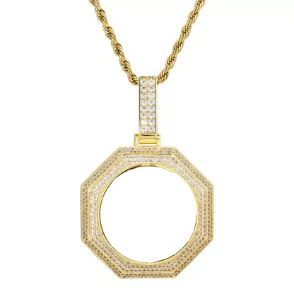 18k Gold Custom Photo Bagua Pendant - 42mm