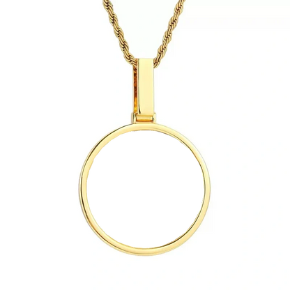 18k Gold Custom Photo Polished Round Pendant - 45mm