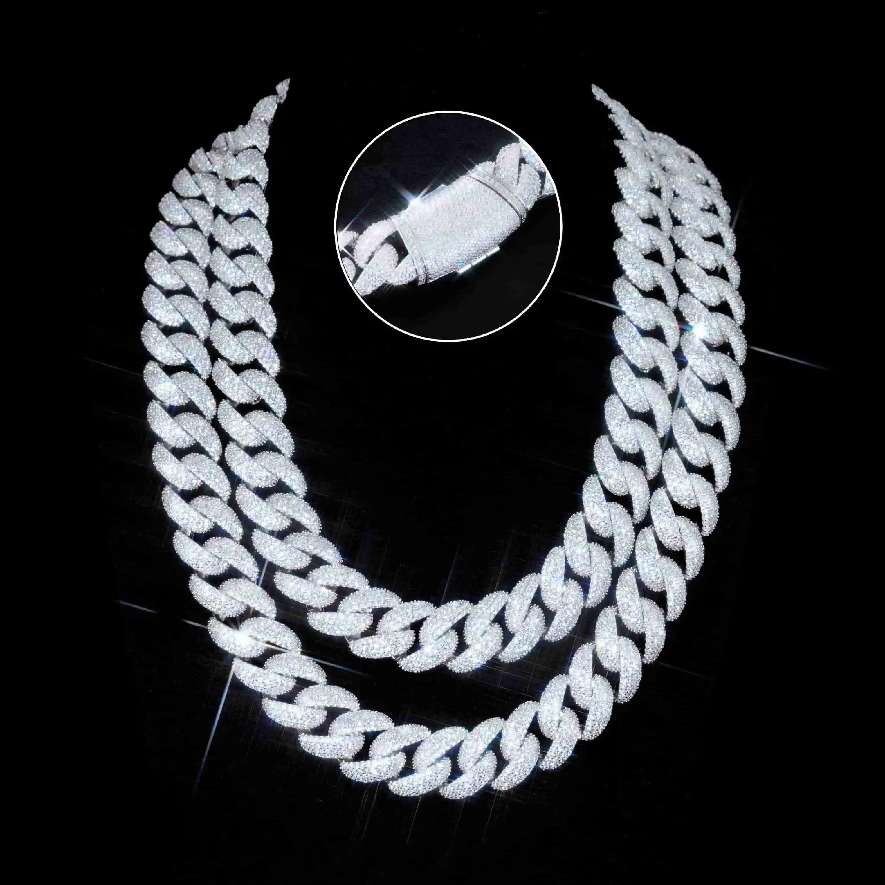 Curved Clasp Bubble Cuban Link Chain - 18mm
