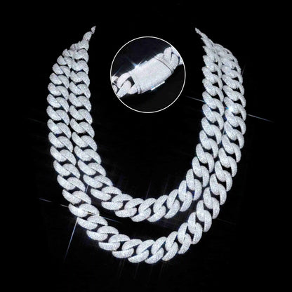 Curved Clasp Bubble Cuban Link Chain - 18mm