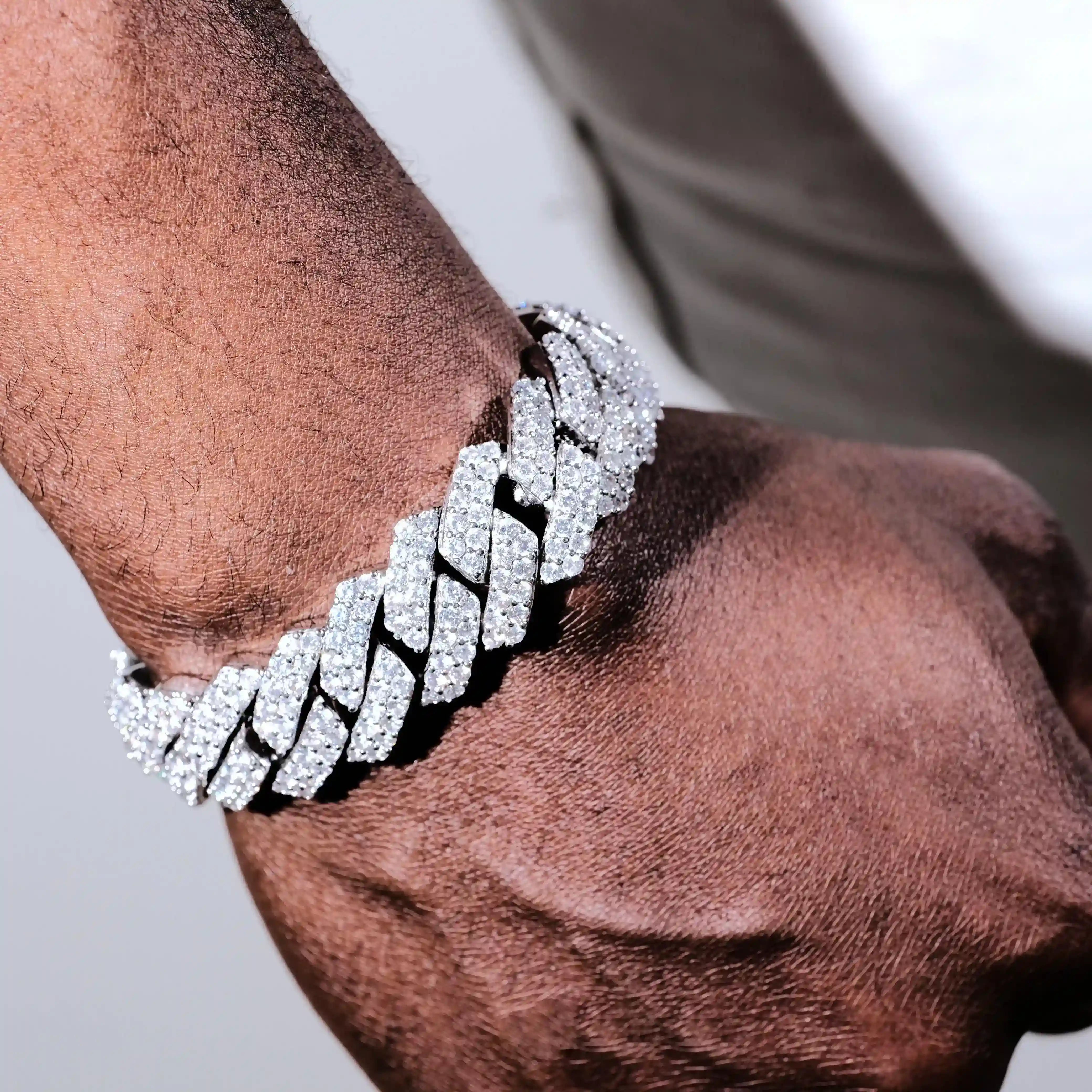 2-Row Iced Prong Cuban Bracelet - 19mm