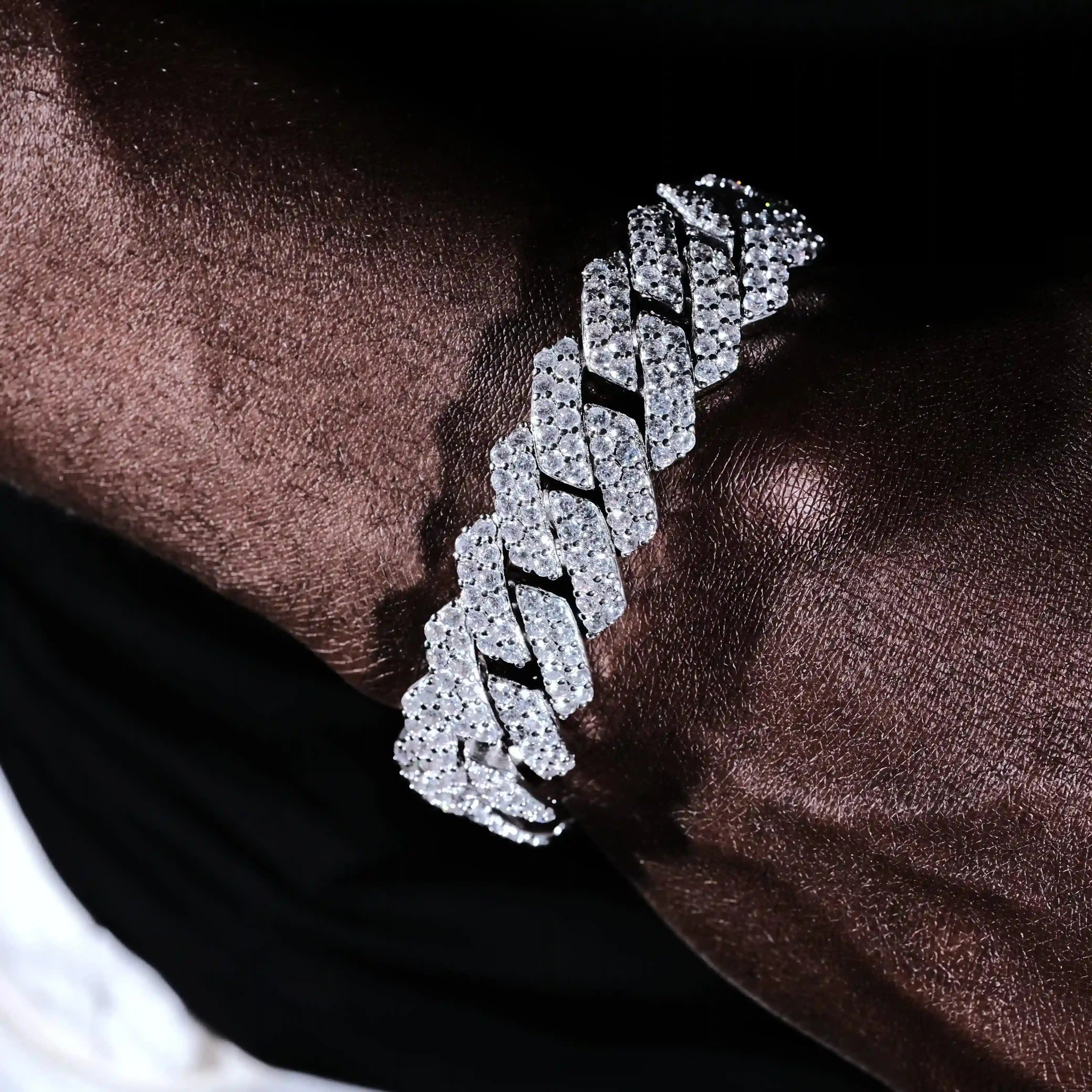 2-Row Iced Prong Cuban Bracelet - 19mm