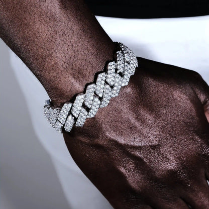 2-Row Iced Prong Cuban Bracelet - 19mm