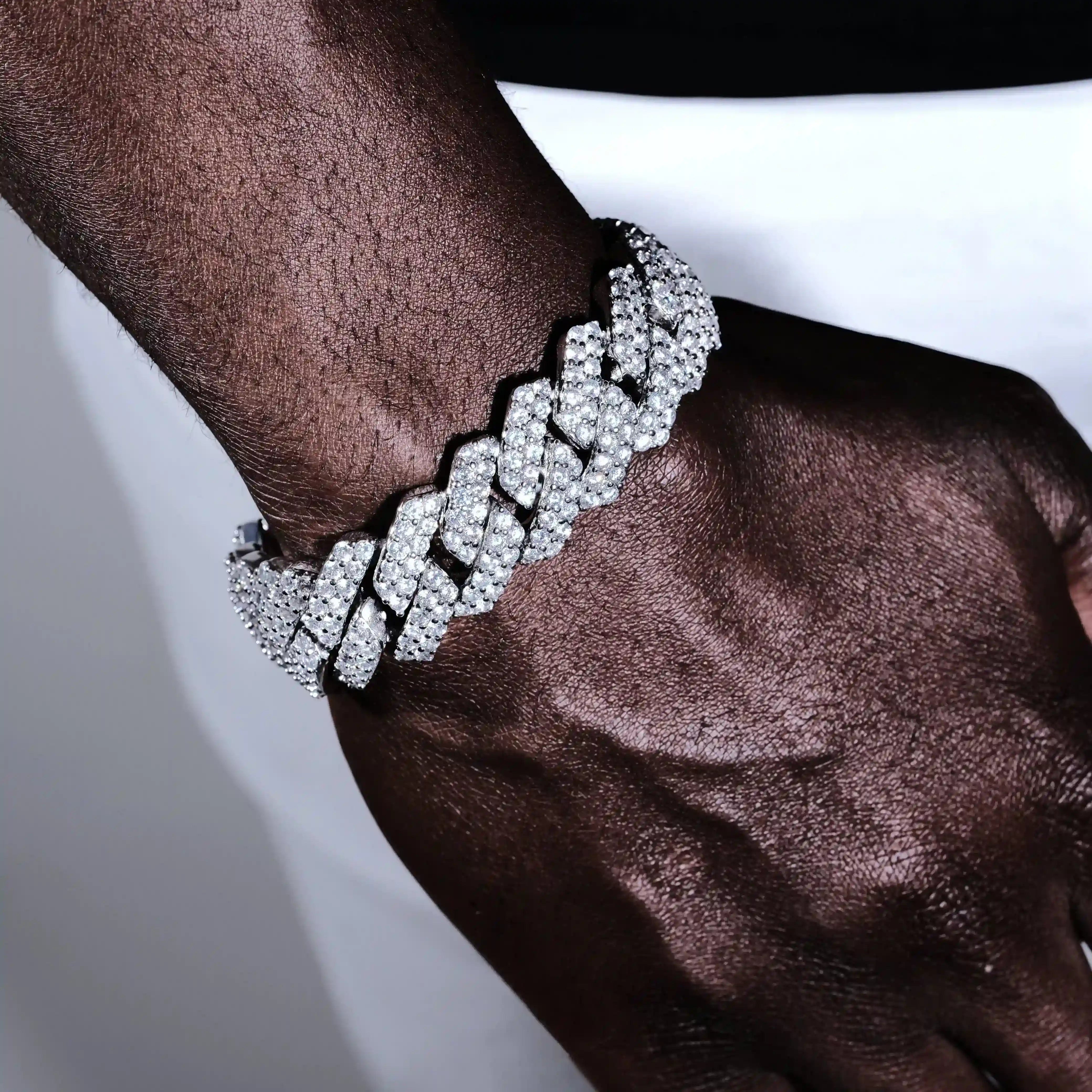2-Row Iced Prong Cuban Bracelet - 19mm