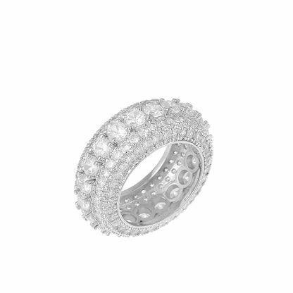 Gold-Plated Round Diamond Hip-Hop Ring
