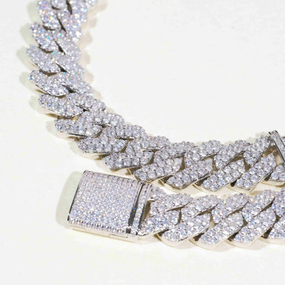 19mm 2-Row Iced Prong Cuban Chain