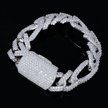 19mm iced Figaro bracelet luxury hip hop jewelry in white gold finish