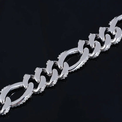Iced Figaro Chain in White Gold - 19mm