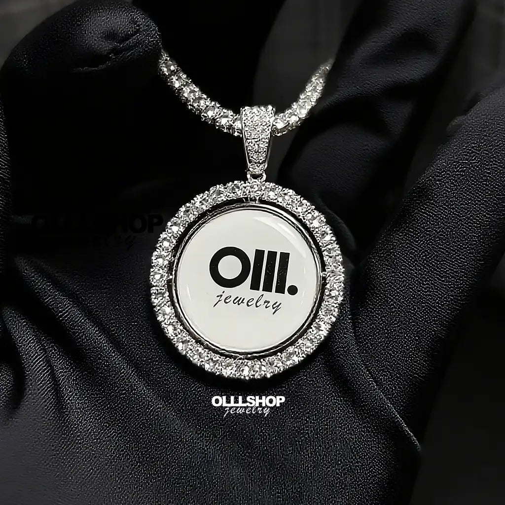 Personalized Dual-Image Rotating Pendant – 42mm Round Design