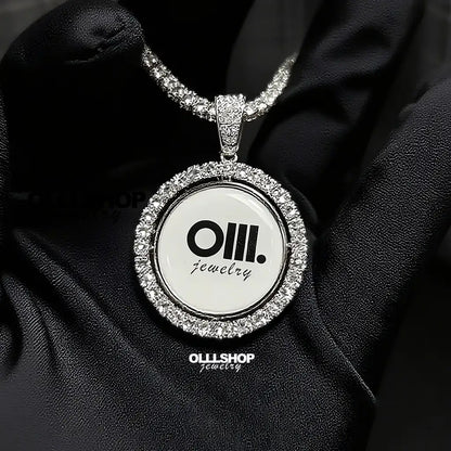 Personalized Dual-Image Rotating Pendant – 42mm Round Design