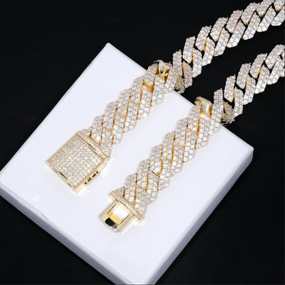 Bundle 2-Row Prong Cuban - 19mm & Tennis in Gold - 5mm