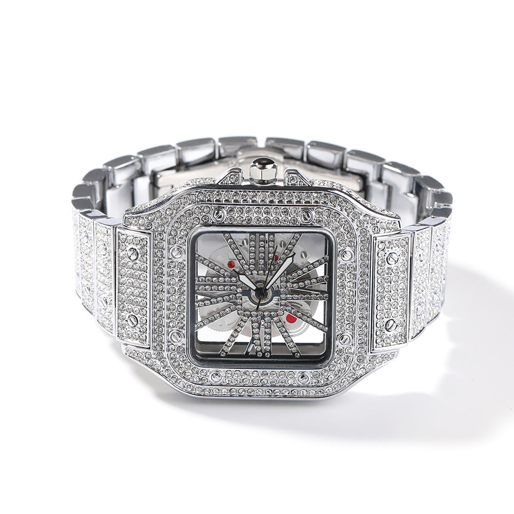 Full Diamond Square Hollow Quartz Watch