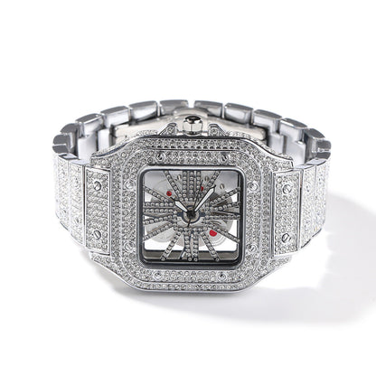 Full Diamond Square Hollow Quartz Watch